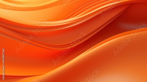 orange abstract motion background with waves horizontal banner. 3d mesh illustration. 
