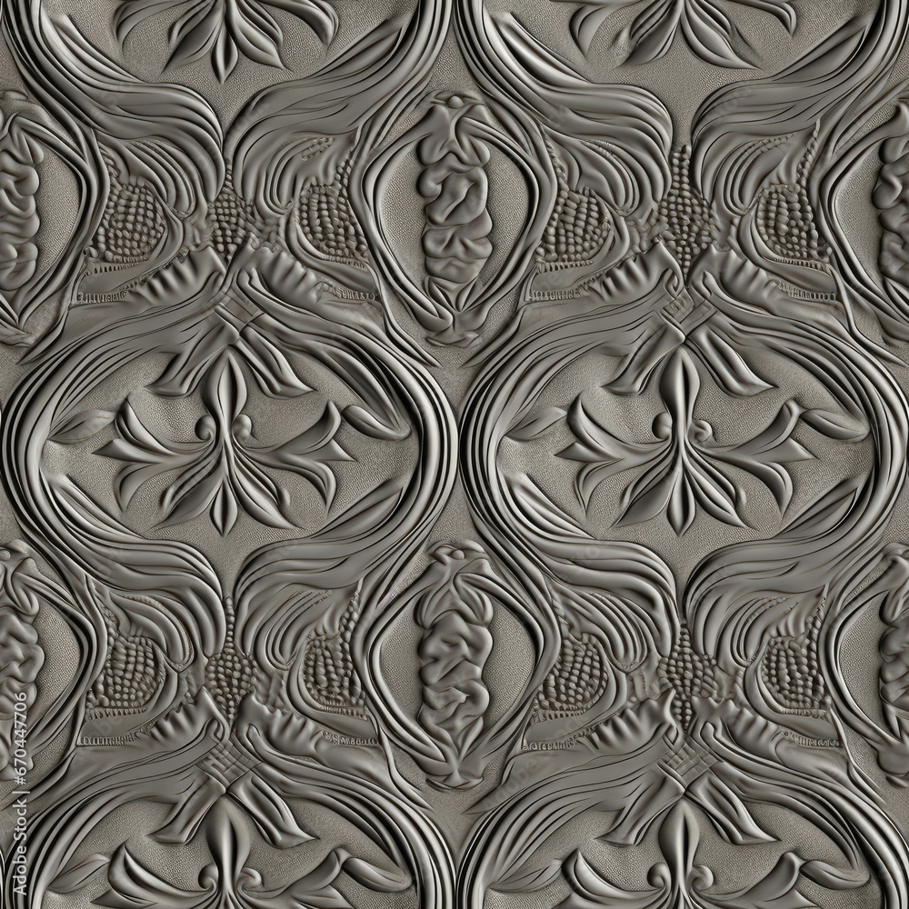 Seamless tooled embossed leather texture repeat with flower and leaf elements Seamless tooled embossed leather texture repeat with flower and leaf elements