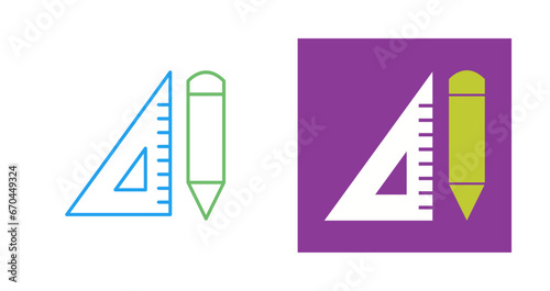 Foto Pencil and Set Square Vector Icon