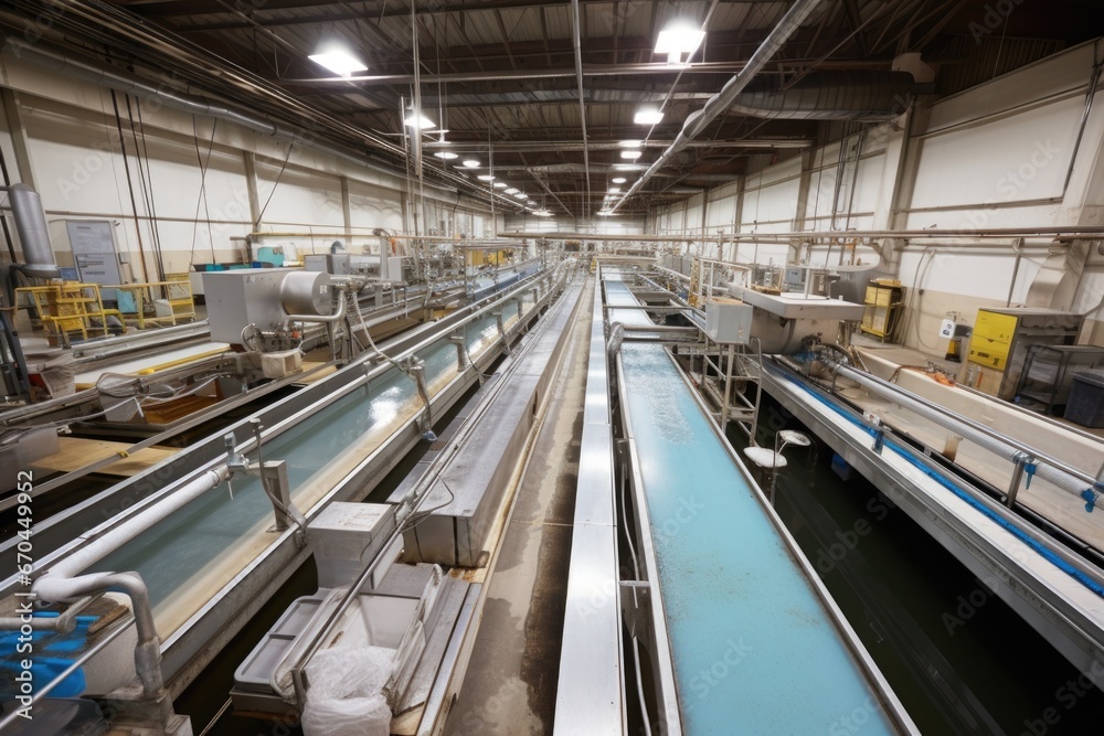 fish processing plant with full conveyor belts