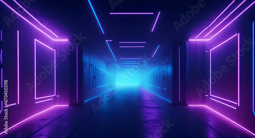 Neon Laser Glowing Cyber Sci_Fi Futuristic background © gangiskhan