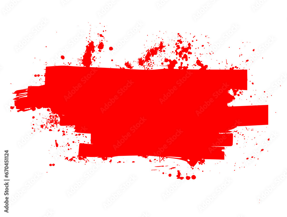 Red dried paint splattered dirty style. Royalty high-quality free stock image of Isolated ink stencils for graphic design, text fields. Artistic brush strokes, splatter stains, paintbrush, overlay