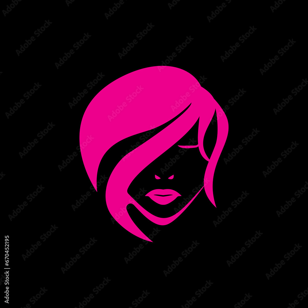 Vector woman in profile template logo or abstract concept for beauty salon. Cosmetics, health centers, fashion and beauty industry. Abstract logo. Vector File.