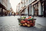 shopping basket filled with healthy food