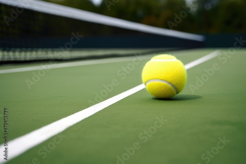 a tennis ball hitting the white line of a court © Alfazet Chronicles