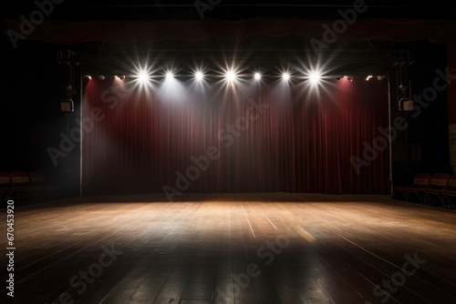 theater spotlight illuminating an empty stage