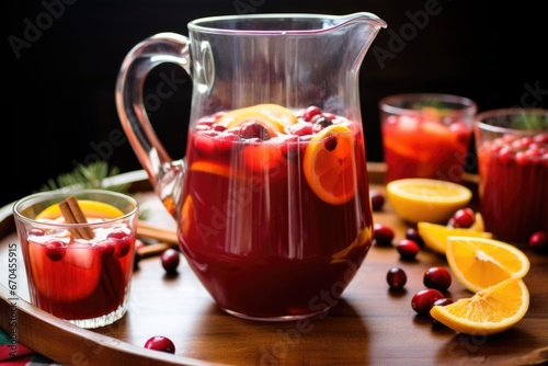 spiced fruit punch in a glass pitcher