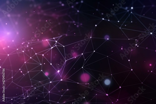 Abstract polygonal background with connecting dots and lines – futuristic connection structure and HUD background. Generative AI © Thorne