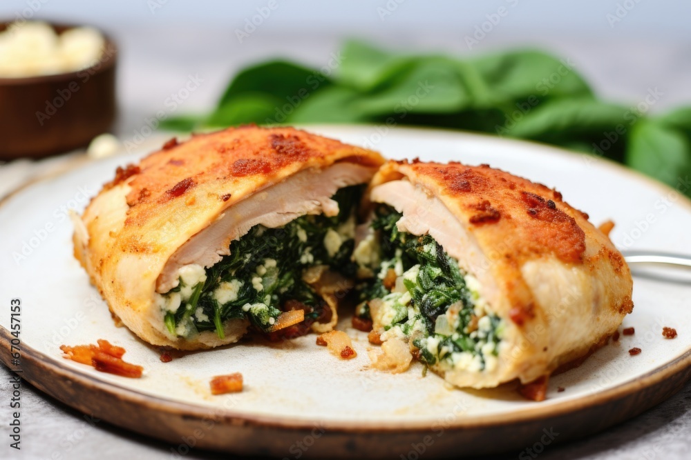 stuffed chicken with leaks of feta and spinach stuffed chicken with leaks of feta and spinach
