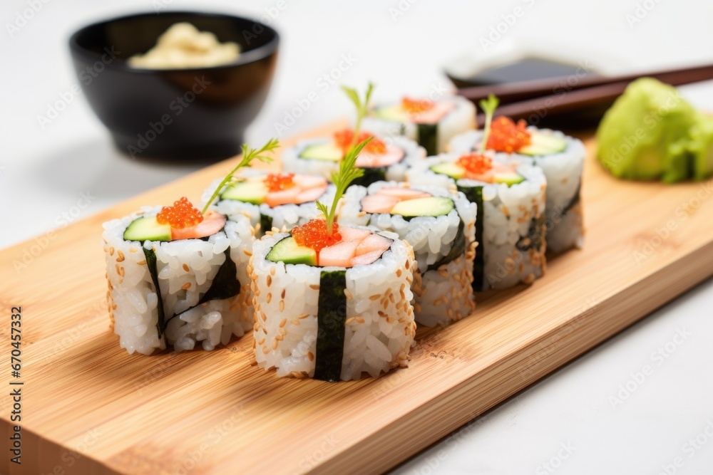 maki sushi with cucumber and sesame seeds maki sushi with cucumber and sesame seeds