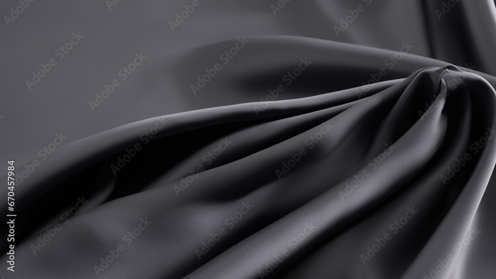 Diamond Black Silk Satin with Soft Folds, Silk Satin with Gentle Drapes, Silk Fabric Background, Silk Fabric Soft Folds, Luxury Background, 8K UHD.