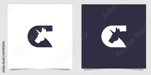 letter c with unicorn logo design