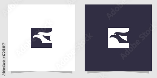 letter e with eagle logo design