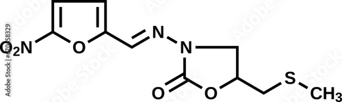 Nifuratelum structural formula, vector illustration