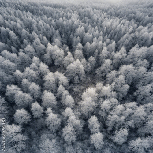 Snowy Forest Topview Forest in Winter Atmospheric, Generative AI © Сара