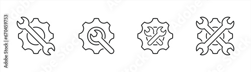 repair icon set. tool wrench, spanner, gear, settings icon symbol sign. vector illustration photo
