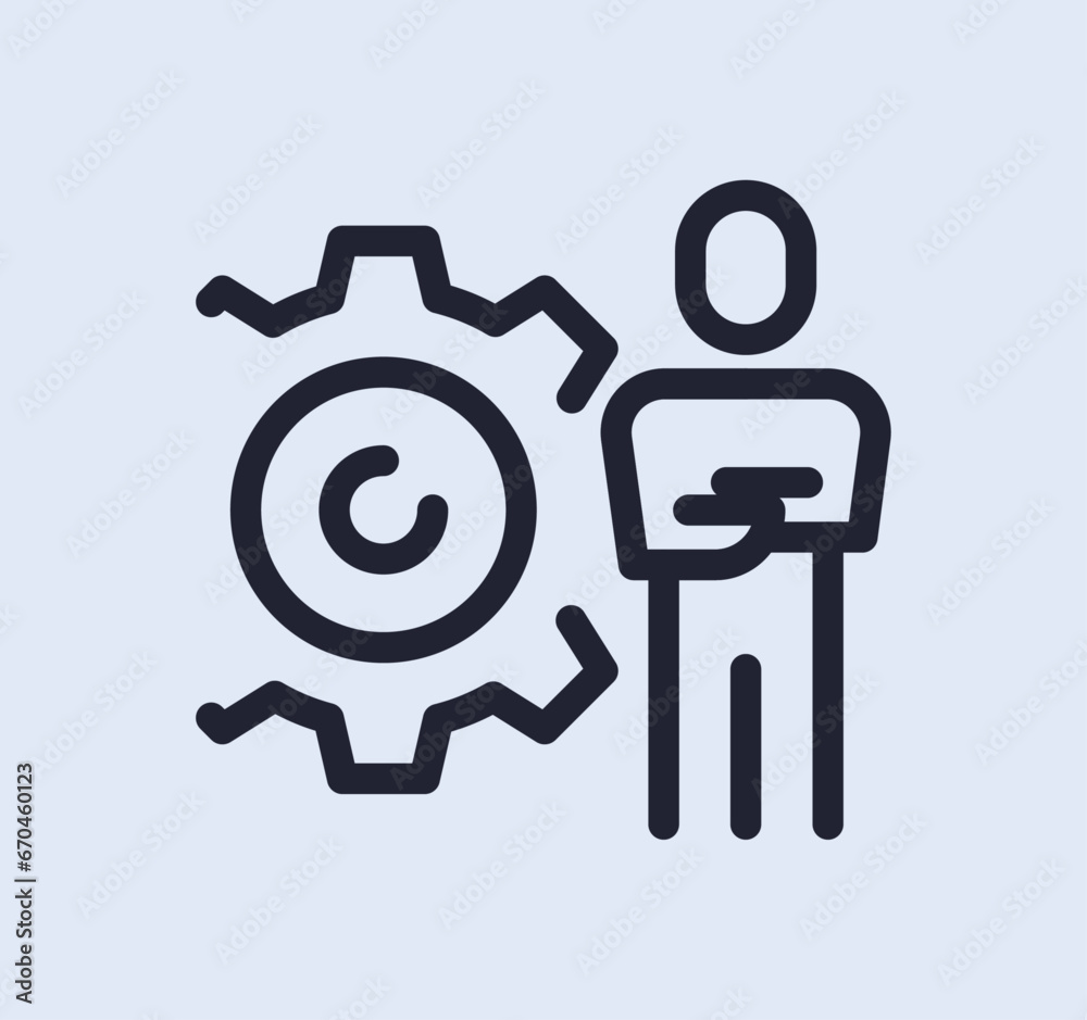 Gear wheel related icon outline and linear vector.