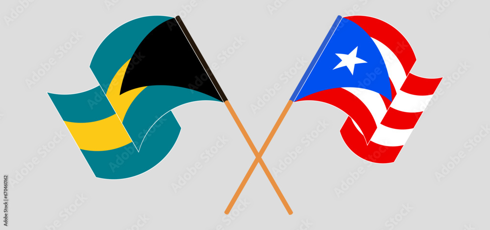 Crossed and waving flags of the Bahamas and Puerto Rico Crossed and waving flags of the Bahamas and Puerto Rico