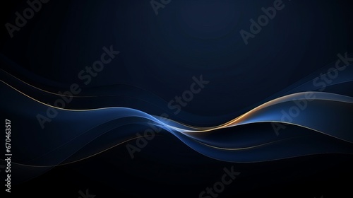 Abstract luxury glowing lines curved overlapping on dark blue background. Template premium award design. Vector illustration