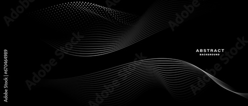 Wallpaper Mural Abstract black background with wavy lines. Digital future technology concept. vector illustration. Torontodigital.ca