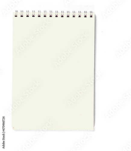 Close up view isolated of blank note book.