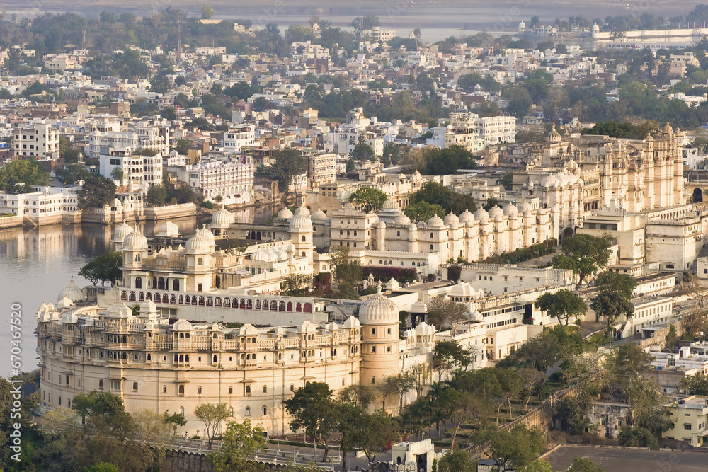 Udaipur City Palace and lake Pichola, Rajasthan, India.