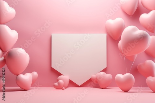 Wallpaper Mural pink frame with hearts Torontodigital.ca