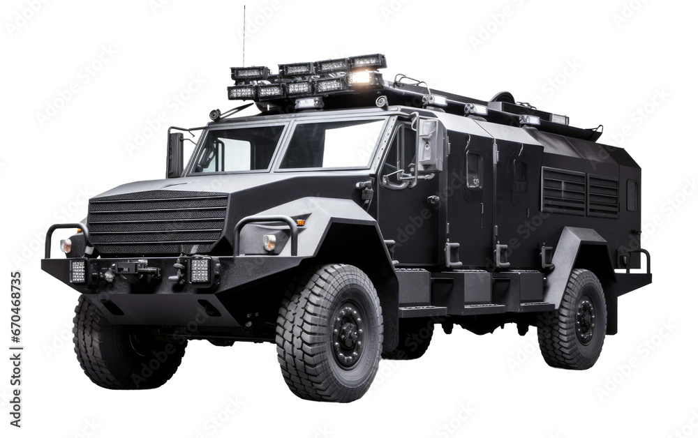 White SWAT Team Vehicle on Transparent Background