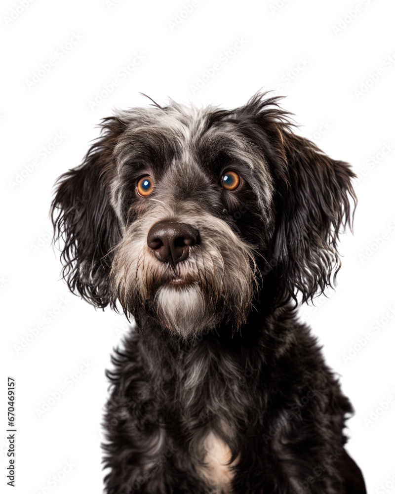 closeup of a black dog on a transparent background