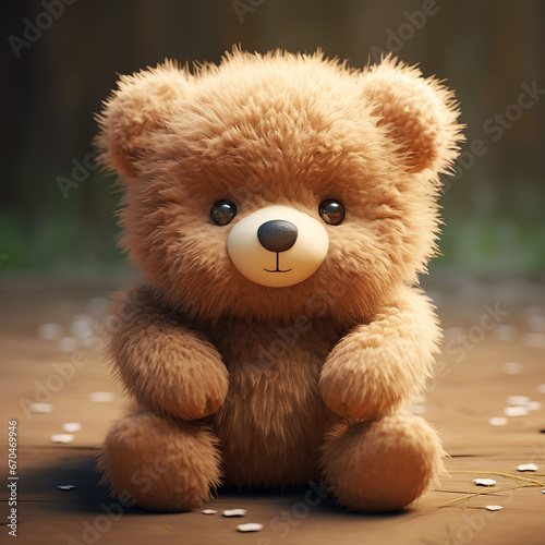 cute brown teddy bear on dark background © alla.naumenco