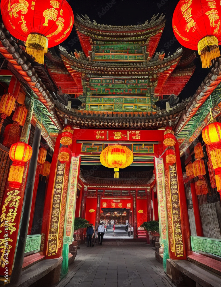 Obraz premium chinese temple at night