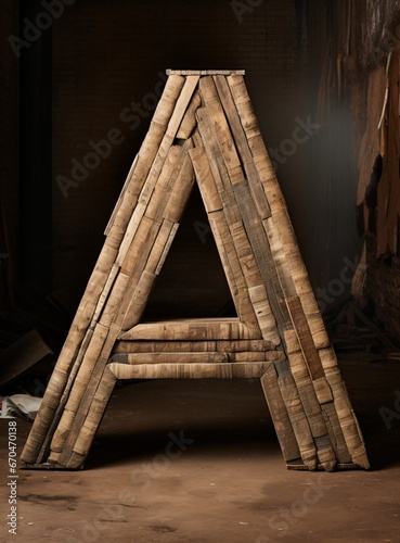 cardboard letter a made from cardboard sticks rough edges large-scaled surfaces photo