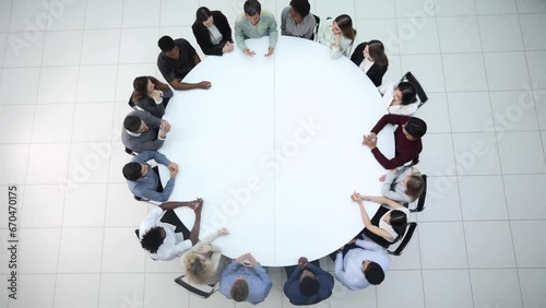 business meeting at the table, top view