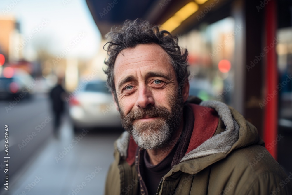 Portrait of a middle-aged man on a city street. Portrait of a middle-aged man on a city street.