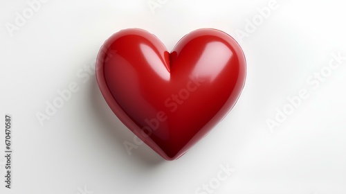 red heart on white background. Red reflective heart isolated on white background with shadow. Red heart. Heart for Valentine s Day. Valentine s Day