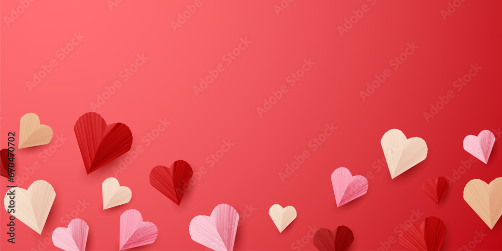 Happy Valentine's Day poster or voucher design. With heart balloons on a beautiful background, vector illustration