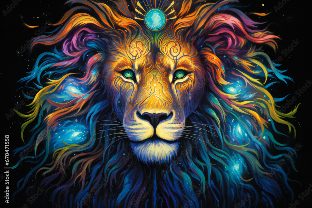 Artistic stylized lion head