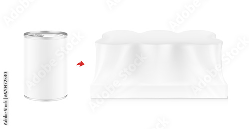 Hight realistic tin can multipack 3x2  mockup. Vector illustration isolated on white background. Easy to use for presentation your product, idea, design. EPS10.