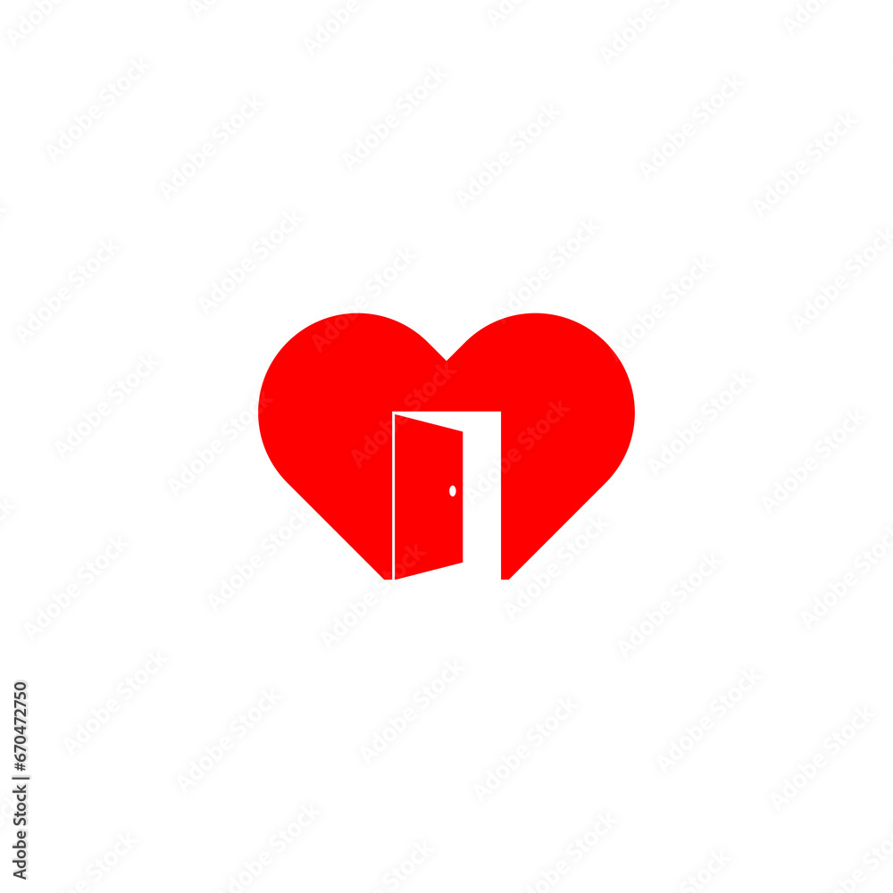Heart sign with open door icon isolated on transparent background Heart sign with open door icon isolated on transparent background