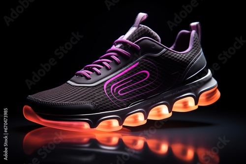 illustration of revolutionary sport shoes Quantum Stride Sneakers, Generative ai