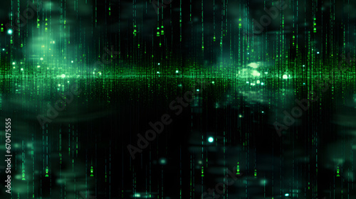 Seamless green digital matrix rain code texture photo