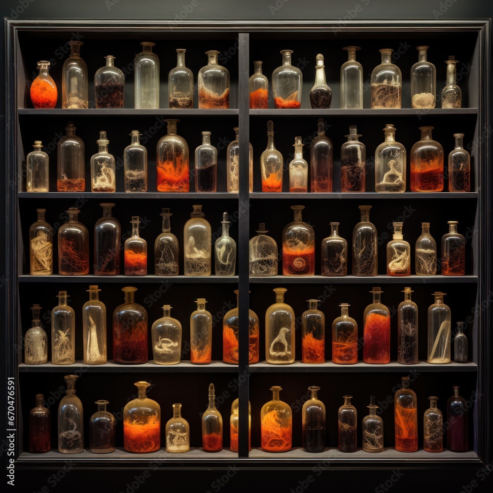 Bottles on a shelf Bottles on a shelf