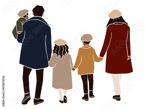 Abstract happy christmas family illustration. Vector illustration.