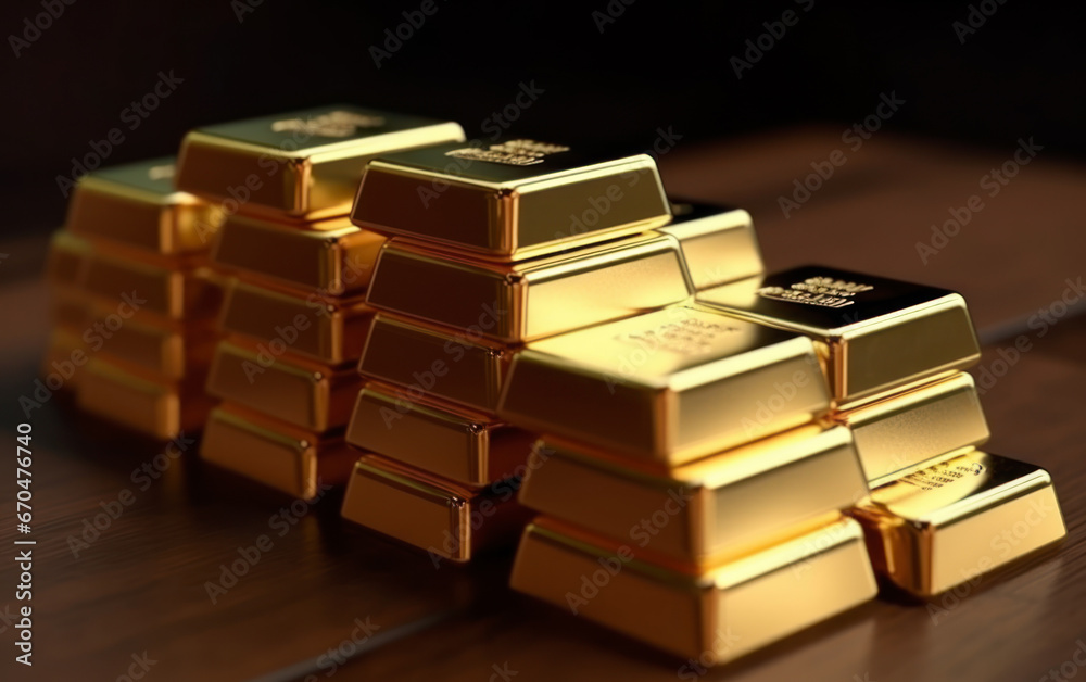 Shiny bullion or gold bars. AI Generative Shiny bullion or gold bars. AI Generative
