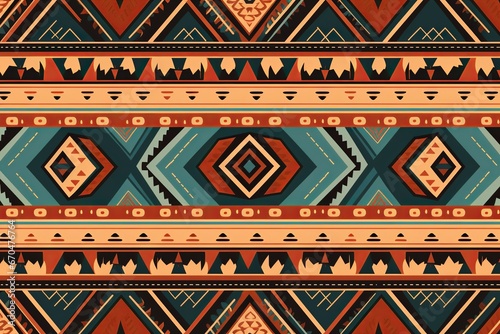 illustration of Tileable Ethnic African Wallpaper Print Pattern, Generative ai photo