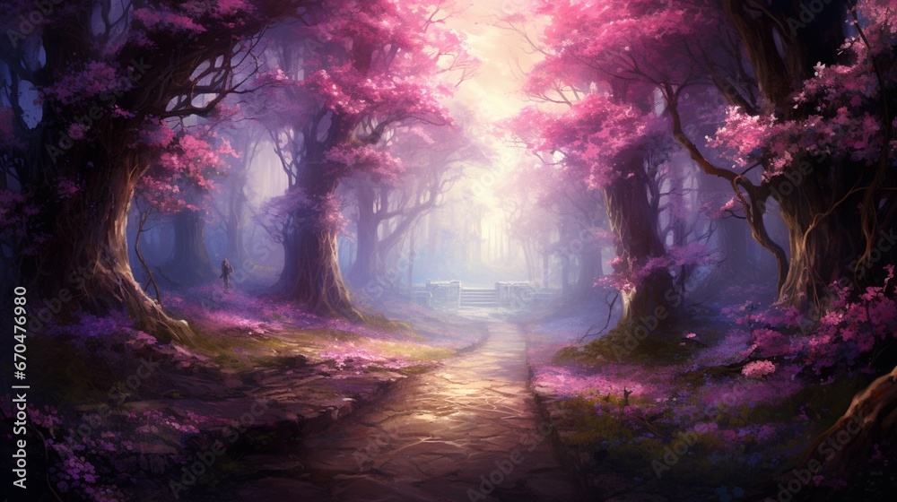 A pristine tunnel of azaleas bathed in the soft light of dawn, painting a picture of serenity.