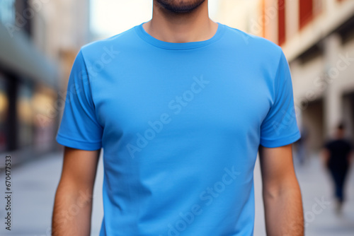 A Stylish Men's Blue T-shirt Mockup, Perfect for Cozy Comfort and Fashion Forward Chicness