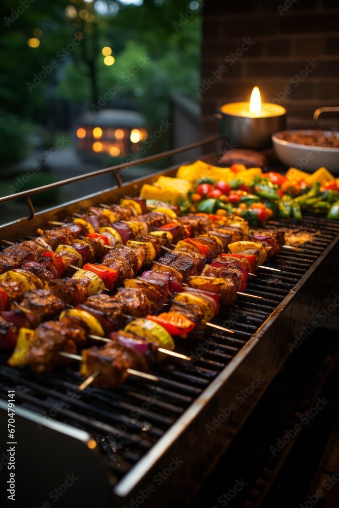  Backyard barbecue with sizzling grill favorites, Generative AI