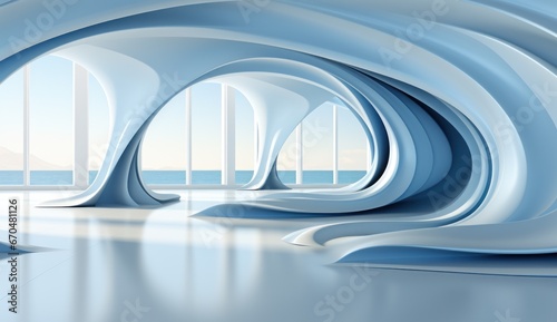 blue and white wavy interior, wallpaper, illustration, background