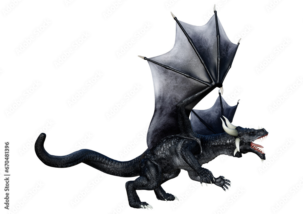 Naklejka premium 3D Rendering Fairy Tale Dragon on White